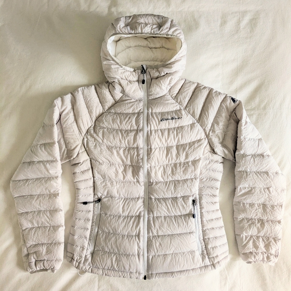 *EDDIE BAUER* First Ascent Stormdown 800 Down Jacket Beige WINDPROOF  Medium